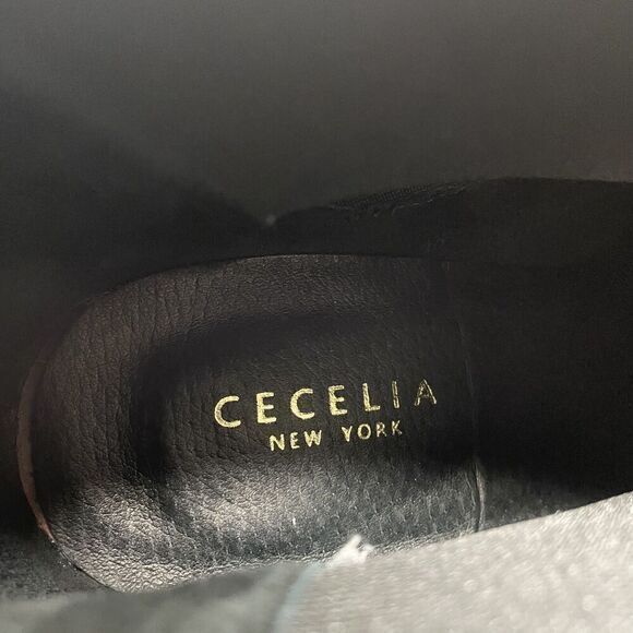 CECELIA NEW YORK Boots Black Leather 3 1/2" Block Heel Pull On women's size 9.5 - Picture 5 of 6